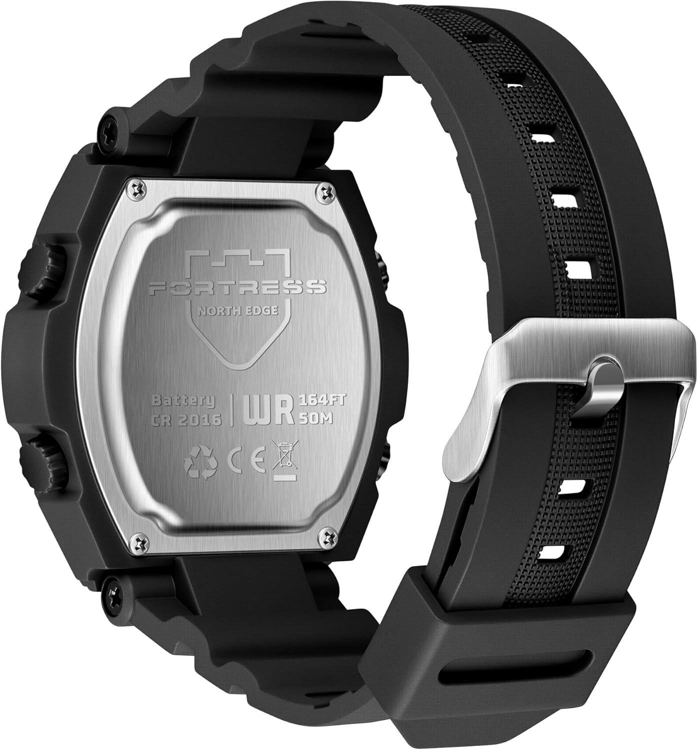 NORTH EDGE Fortress Analog Digital Watch for Men, Tactical Sports Watch with World Time, Stopwatch, Countdown Timer, Alarm, LED Backlight, 5ATM Water Resistant, Easy-Read 46mm Watch