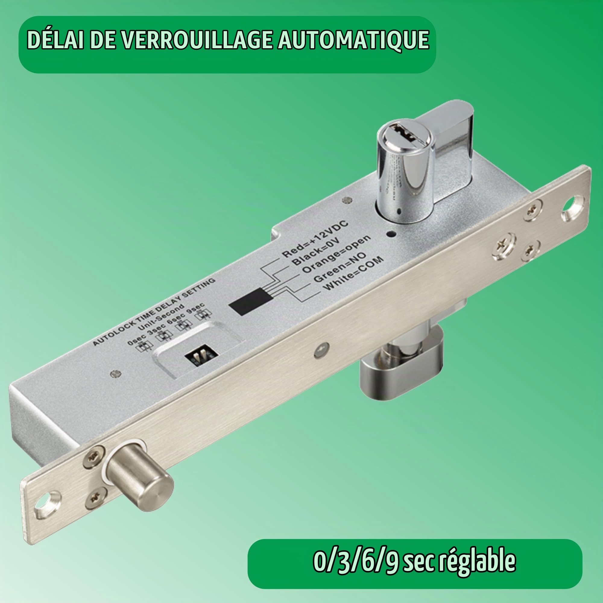 UHPPOTE Cylindre de Serrure Fail Secure NO Verrou Electrique Solide Ouvert par la Clé Cylindre Ouvert Manuellement