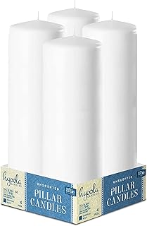 Hyoola White Pillar Candles 2x8 Inch - 4 Pack Unscented Pillar Candles - European Made
