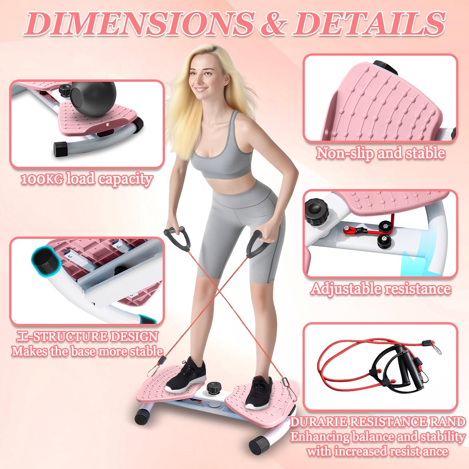 Twist Disque de Taille avec Corde de Traction, Disque de Torsion Fitness pour les Femmes Appareil Taille, Exercices pour les Hanches Abdominaux Entraîneur pour Entraînement à Domicile