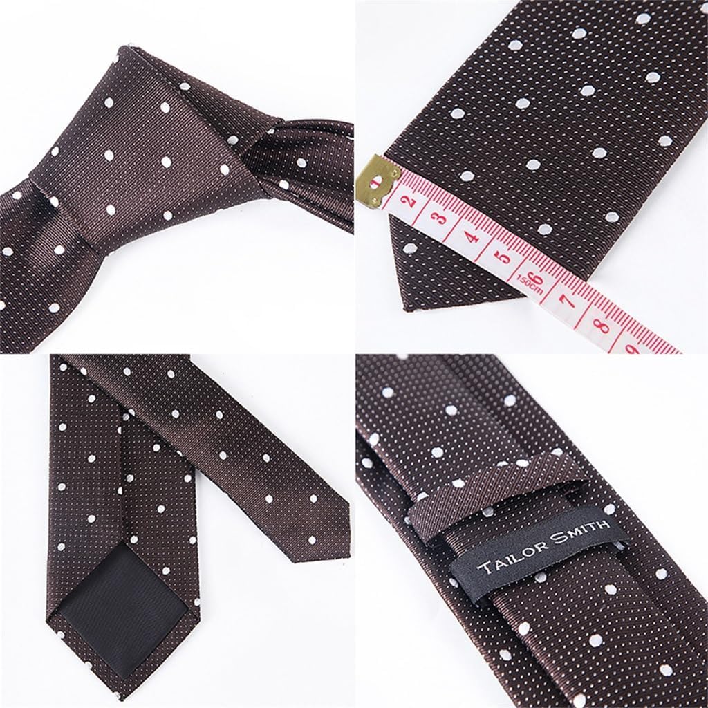 [オーイーケービーダブリュー] 256 シルク水玉模様のネクタイスーツメンズトレンド年齢削減白水玉カジュアルビジネスネクタイスクエア