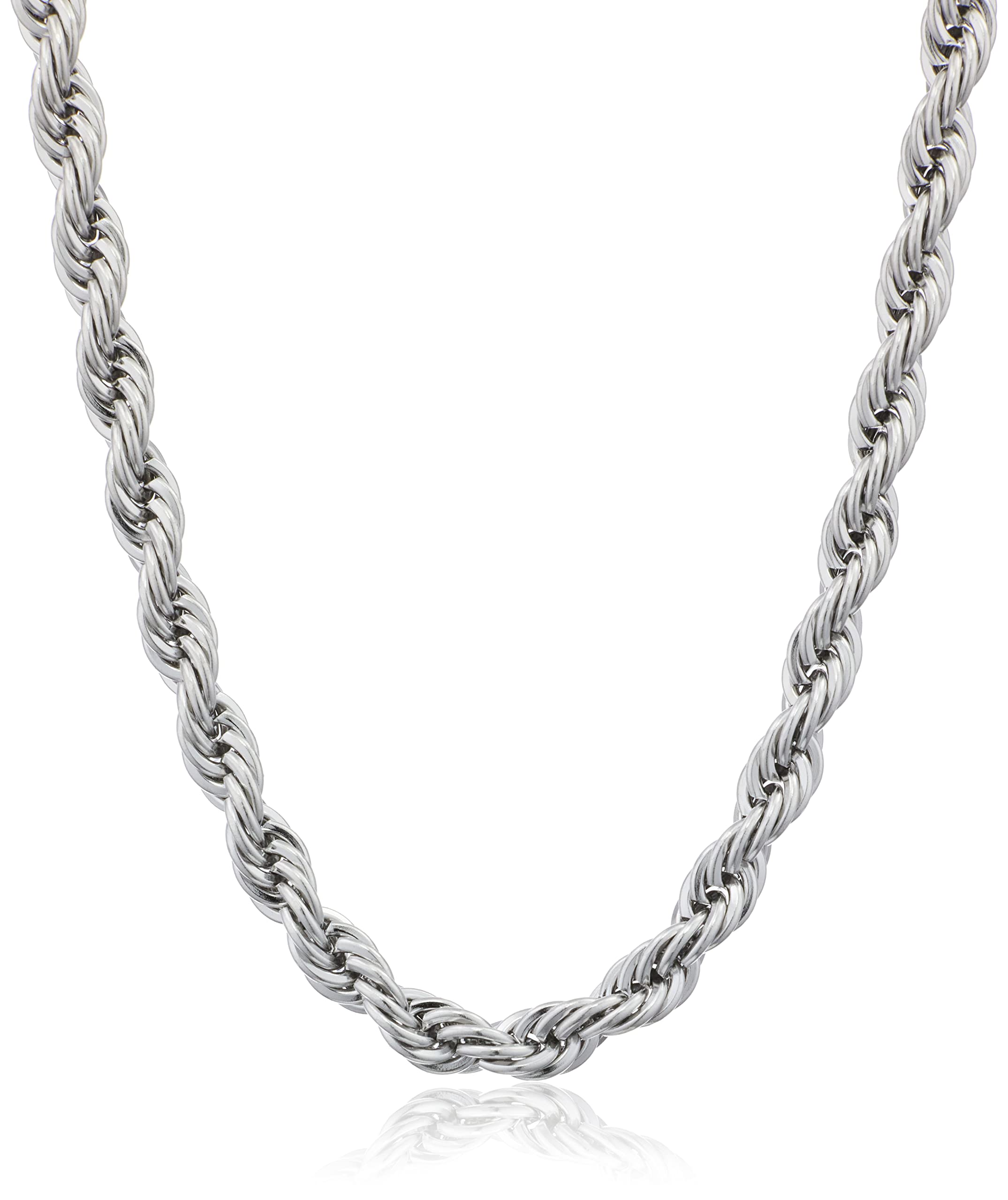 Amazon Essentials Stainless Steel 6MM Rope Chain Necklace, 24"