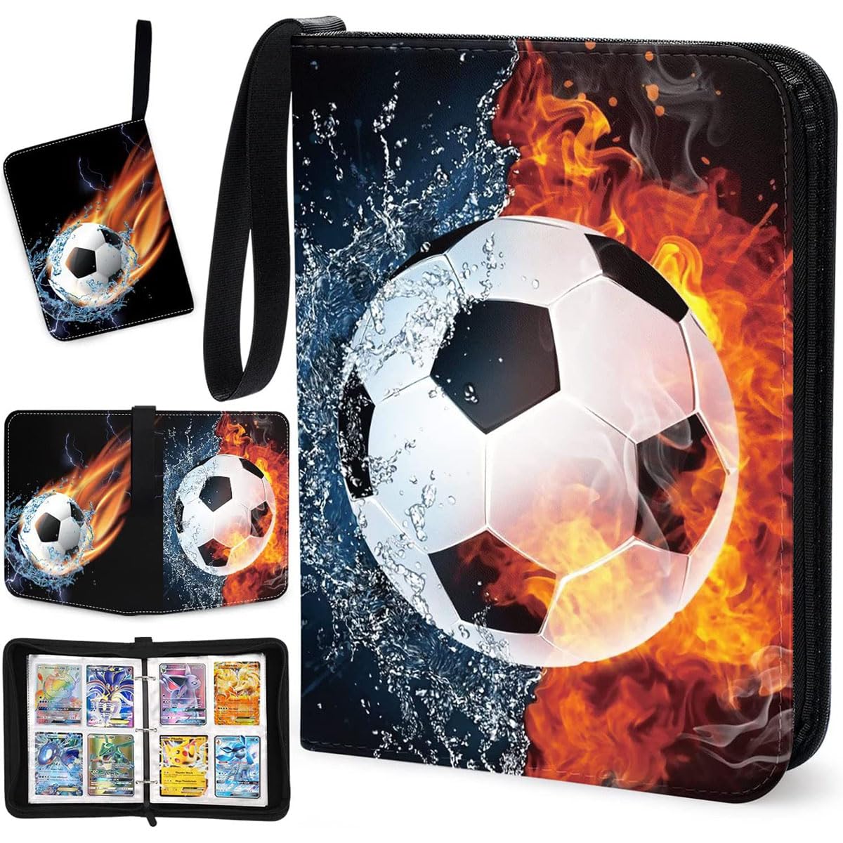 Football Card Holder, 400 pcs Football Card Football Trading Card Binder, PU Football Card Holder, Football Card Collection Folder with 50 Sleeves, Binder Album for Baseball Cards, Sports Star Cards