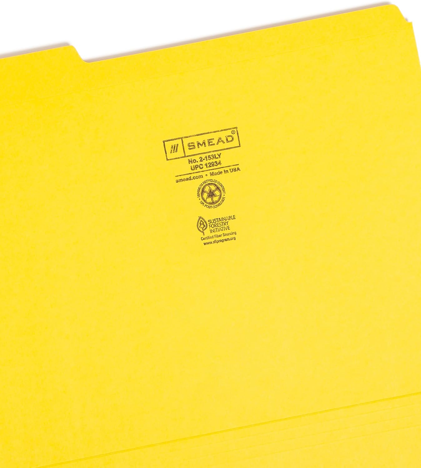 Smead File Folder, Reinforced 1/3-Cut Tab, Letter Size, Yellow, 100 per Box (12934)