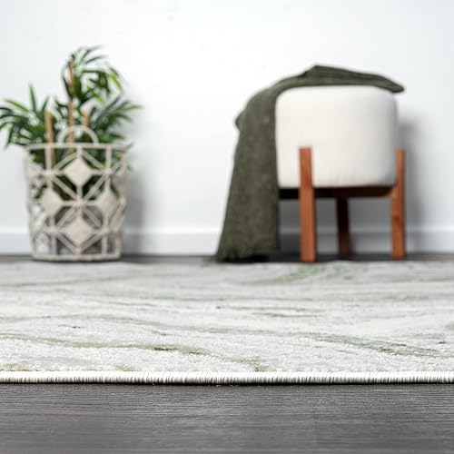 Miniatura 9 de Abani Atlas - Alfombra de área verde y gris, 5 x 8 pies, mármol abstracto, duradera, no desprende pelusa, fácil de limpiar