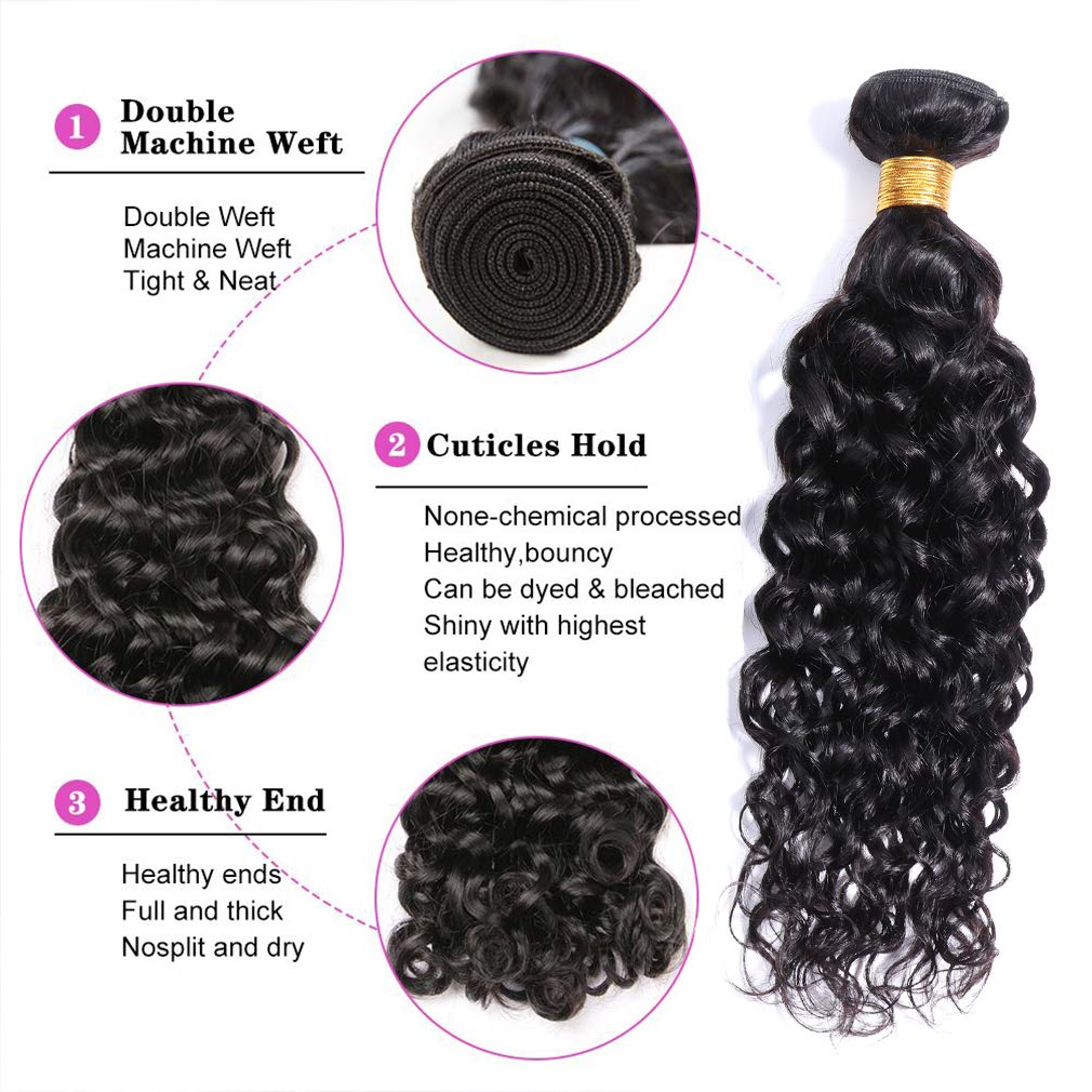 Brazilian Water Wave Human Hair Bundles 14 16 18 20 inch Unprocessed Brazilian Virgin Hair Water Wave Human Hair Weave Bundles 100% Human Hair Extensions