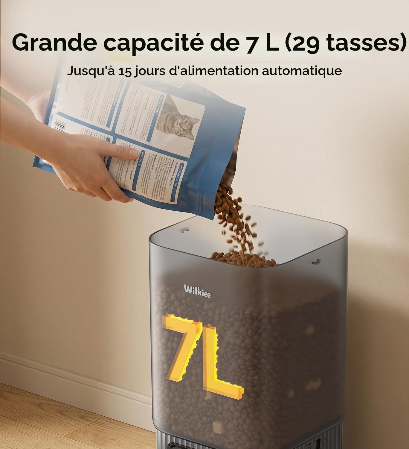 Distributeur Automatique 7L avec APP & WiFi Double-Bande pour Chats/Chiens | 2 bols, 7L, APP, WiFi 2,4G/5G, minuterie programmable, pour plusieurs chats et chiens, noir élégant