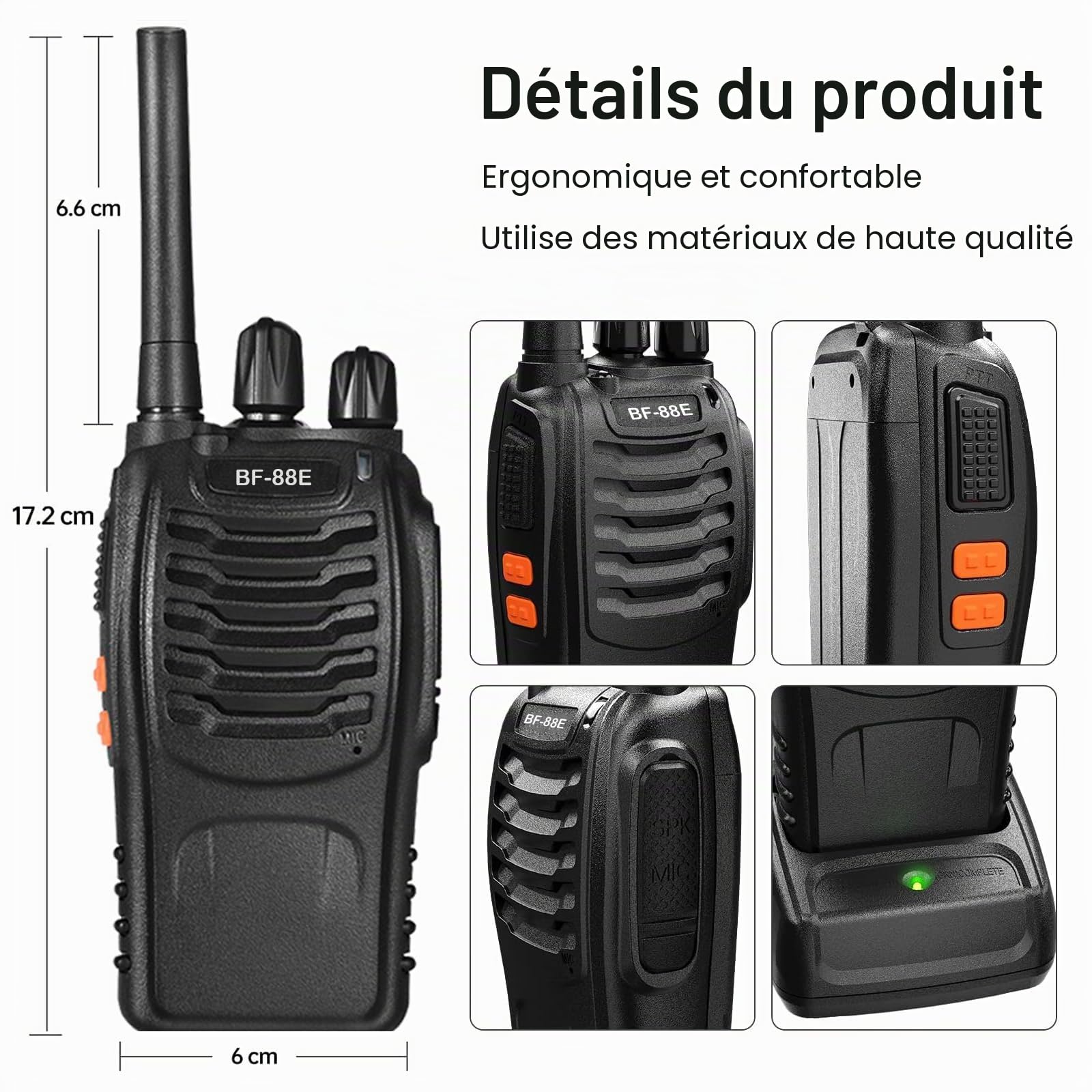 Nestling 2pcs Talkie Walkie,88E Longue Distance 16 Canaux Deux Voies Radio - FM Émetteur-récepteur de Poche avec LED Lumière Écouteur et Écouteurs Originaux