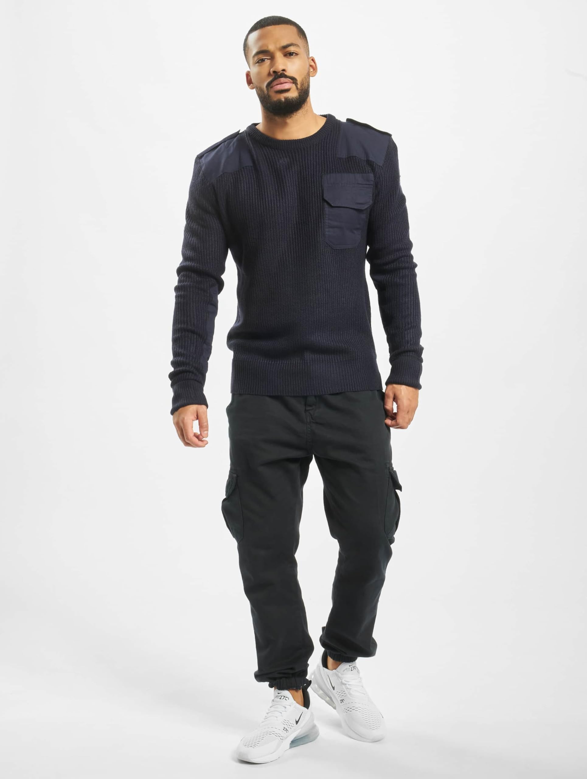 Brandit BW Pullover Hombre Jersey de Punto Aceituna Regular