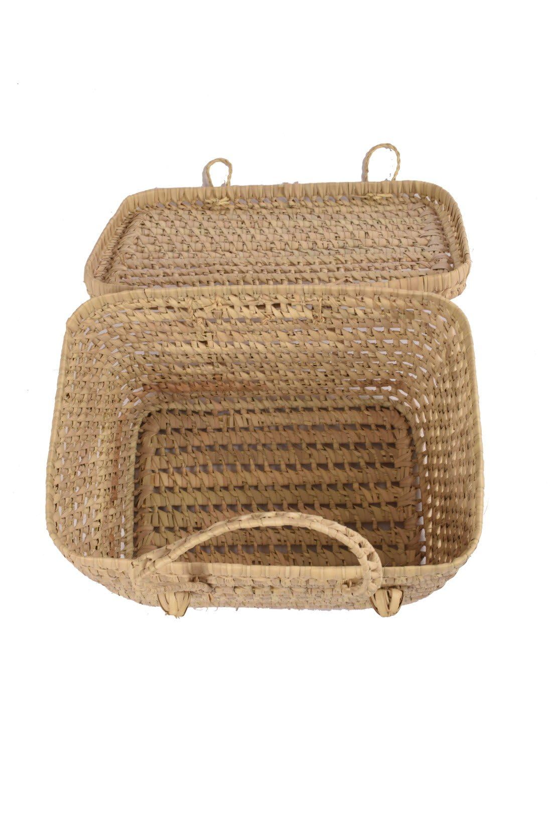 JARDIN202 - Cesta de Mimbre Picnic Multiusos – Cesta de Transporte de Mimbre Trenzado | 46 x 30 x 26 cm -