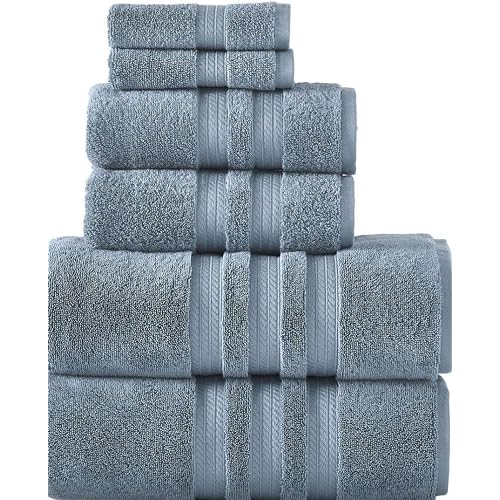 Member Mark 100% Cotton Hotel Premier Collection Luxury Bath Towel Bundle (Assorted Colors) (Denim, Bundle)