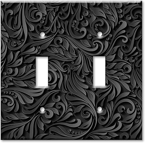 Vista 21 de Art Plates - Placa decorativa de pared de metal con palanca de 1 banda - Cubierta de placa de interruptor de luz negra de una pandilla - Imagen