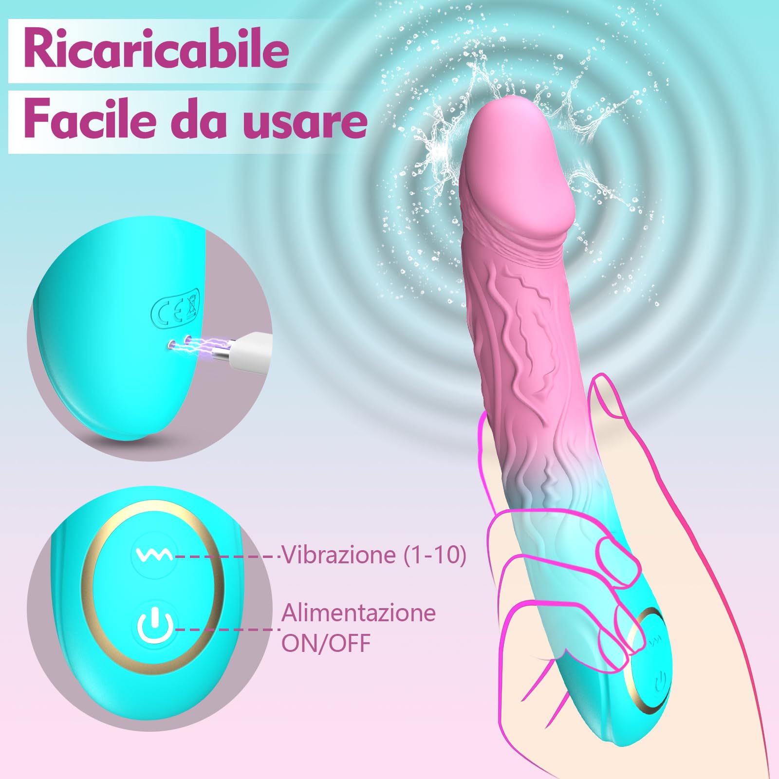 Vibratore Dildo Toys Sessuali per Donna Vibratoreper Donna Professionale Vibratore Punto G Giocattoli Sessuali Anale e Sextoys Vibratorepunto Squirt Uomo 10 Modalità Realistico Sex Toy in Silicone