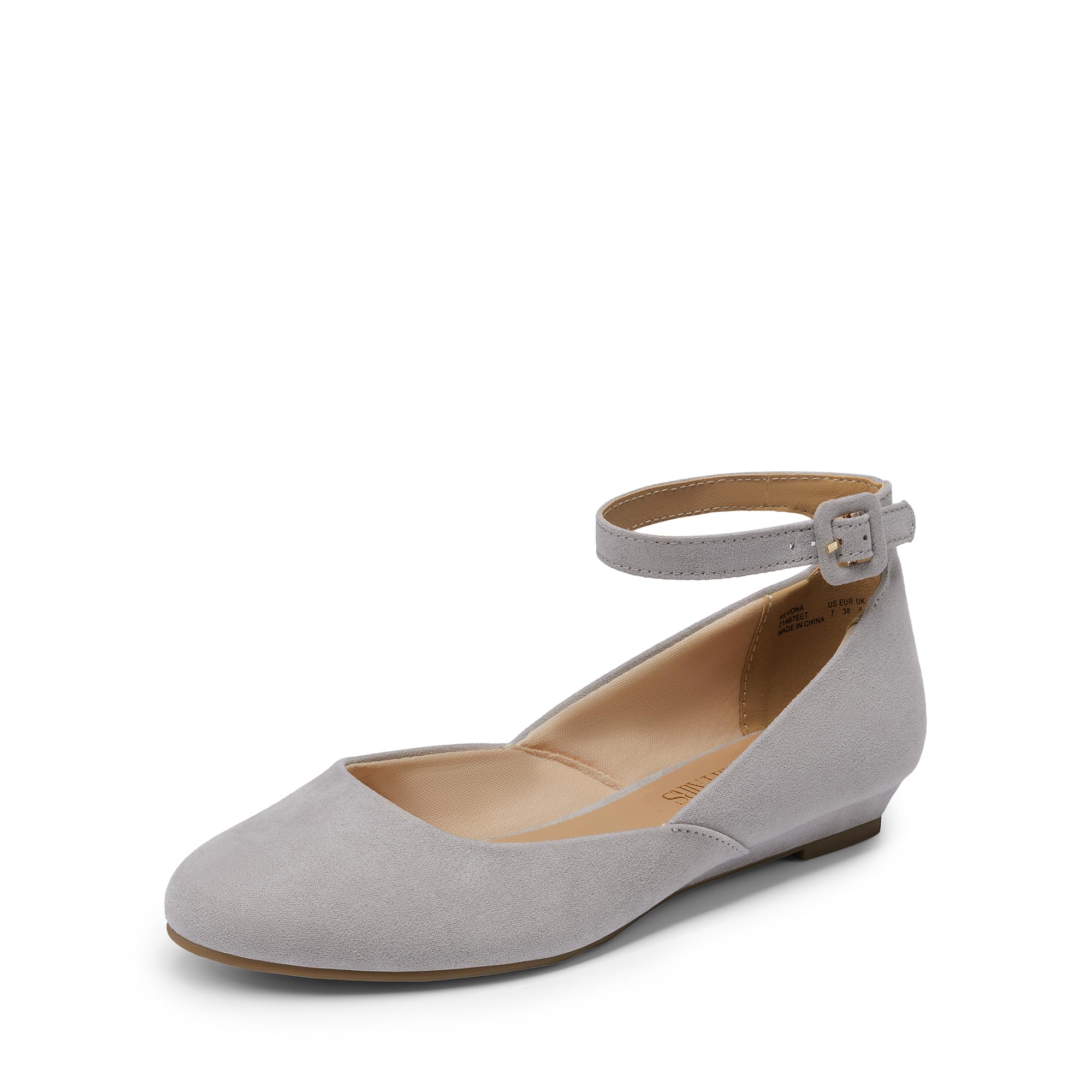 DREAM PAIRSWomen's Dress Flats Ballet Low Wedge Round Toe Ankle Strap Comfortable Casual Flats Shoes