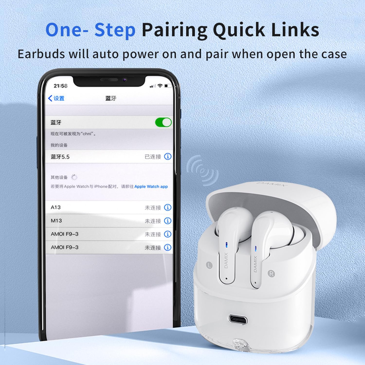 Two Pairs Wireless Earbuds Bluetooth 5.5 Headphones,HiFi Bass Stereo Noise Cancelling LED Display Waterproof,120H Playtime for Laptop Pad Phones White (White)