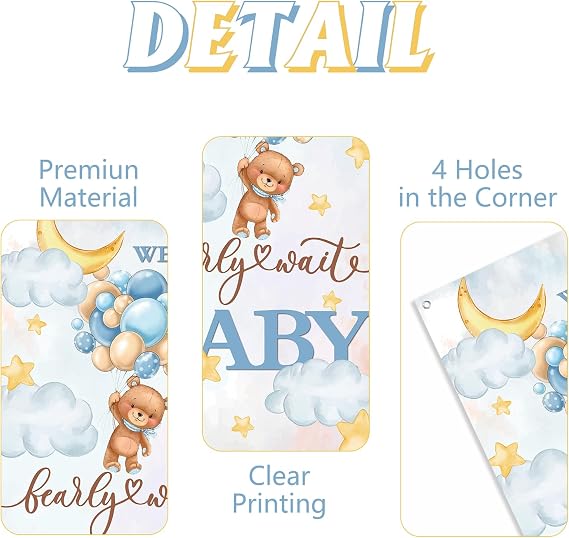 We Can Bearly Wait Baby Shower Door Banner, Bear Theme Party Decor