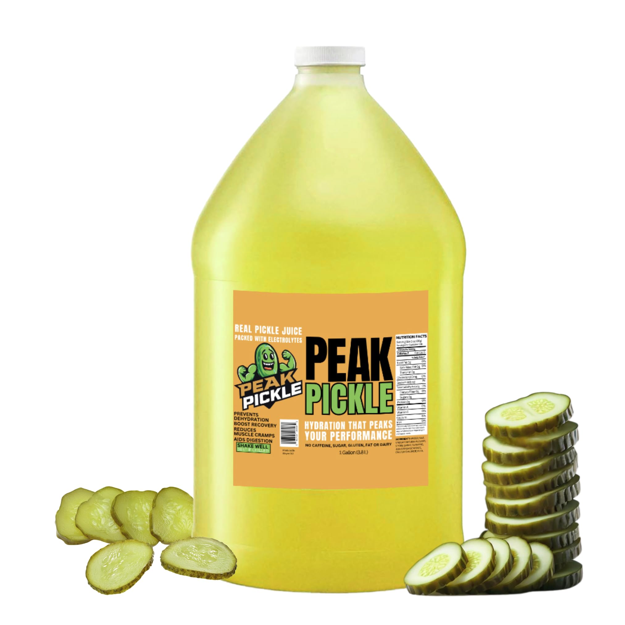 Peak Pickle Dill Pickle Juice- 1 Gallon Pickle Juice Sports Drink For Leg Cramps- Pickle Juice Gallon for Muscle Cramp Relief- Pickle Juice Shots For Leg Cramps- Kosher Dill Pickle Juice