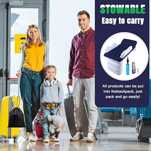 Miniatura 8 de Colchón inflable de avión para niños, cama de viaje para niños, extensor de asiento de avión, colchón inflable para bebé con lados, cinturón de