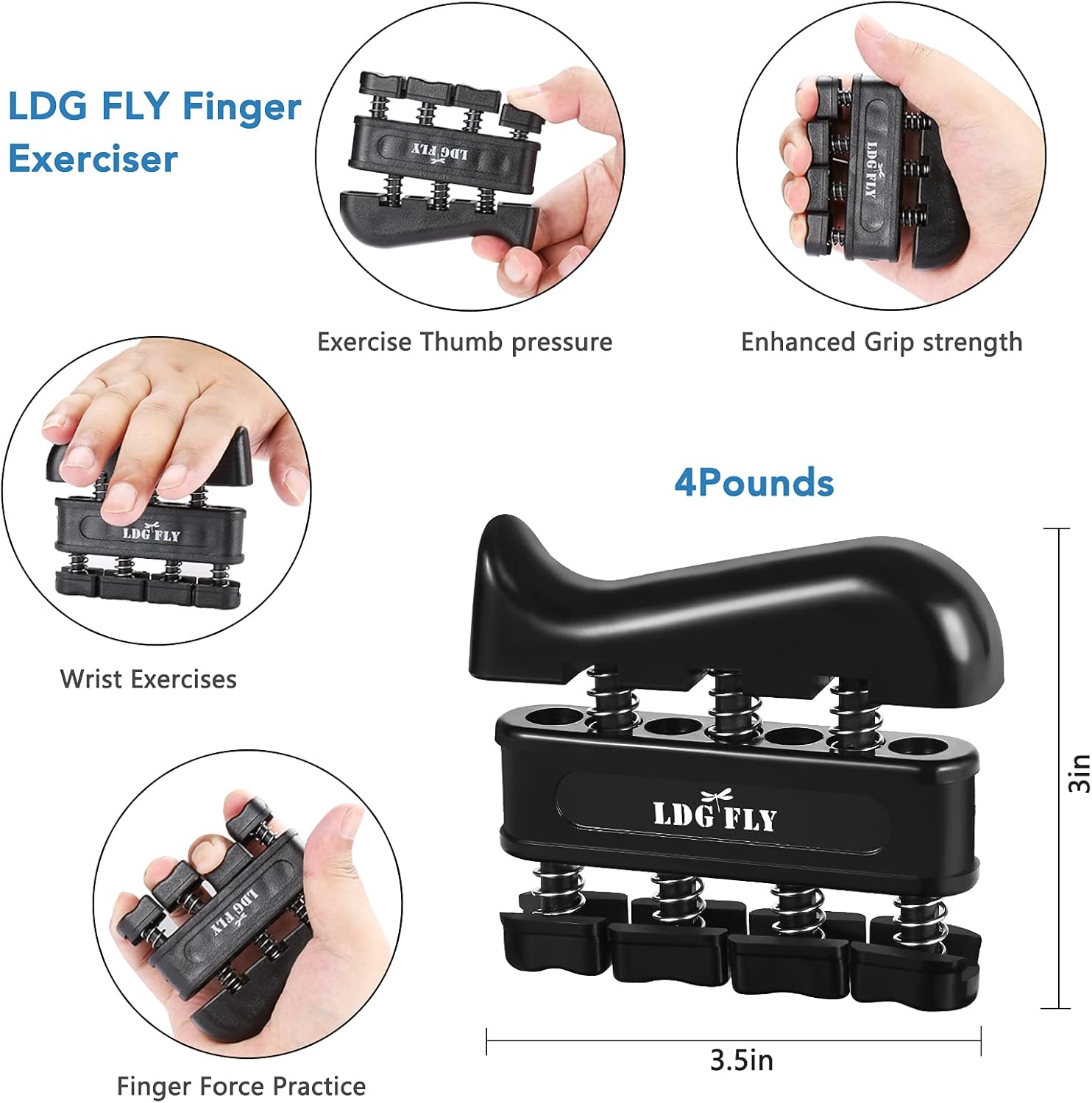 Hand Grip Strengthener - Grip Strength Trainer with Adjustable Hand Gripper, Upgraded Finger Stretcher, Grip Ring (3.5 In) and Stress Relief Ball - Hand Exerciser for Athletes, Rehab, Therapy & Guitar : Sports & Outdoors