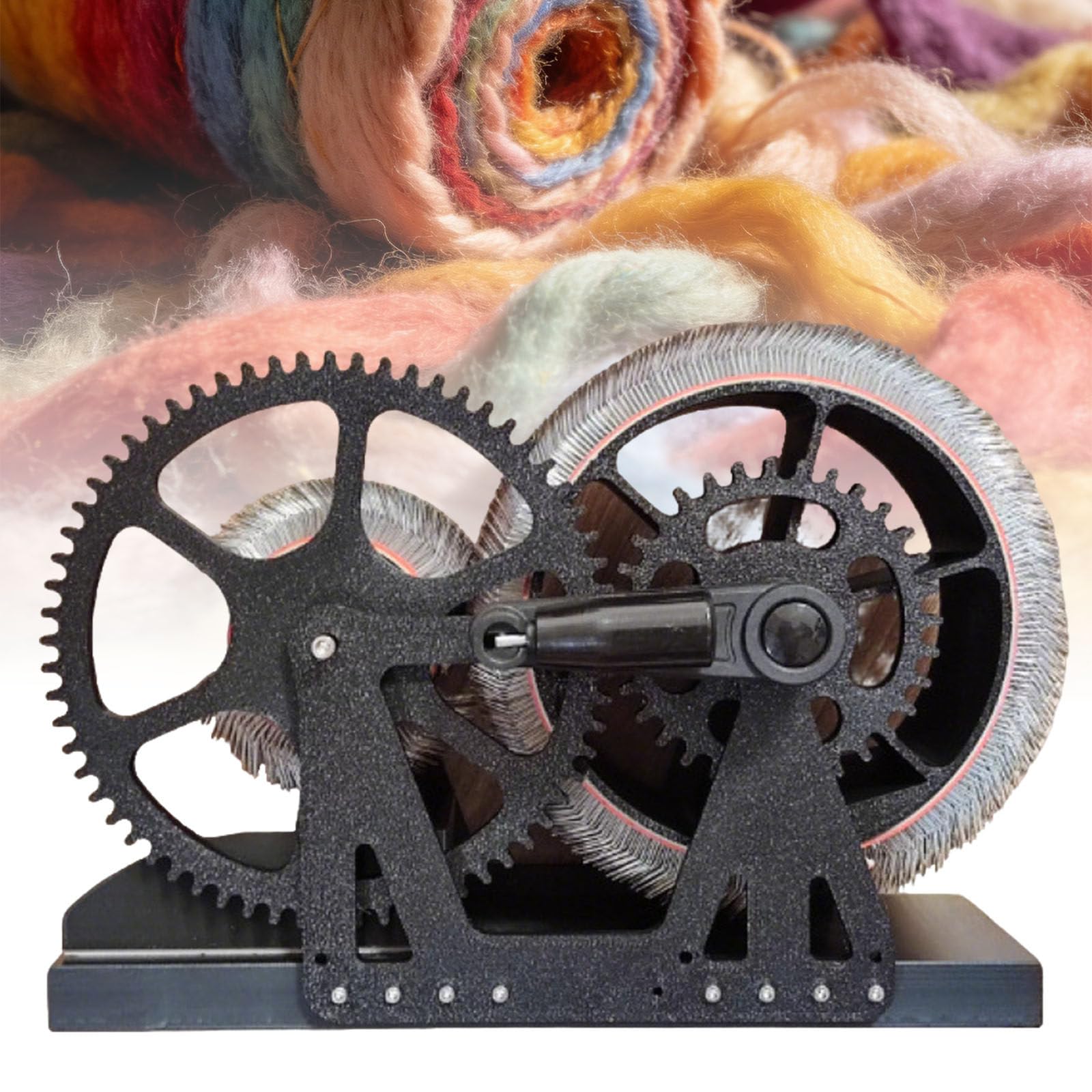 Ymnogjie Wool Drum Carder Fiber Carding Machine,with Brush and Awl,Wool Blending Wheel for Combing Blending,Making Felt Projects BakeliteBase-Black