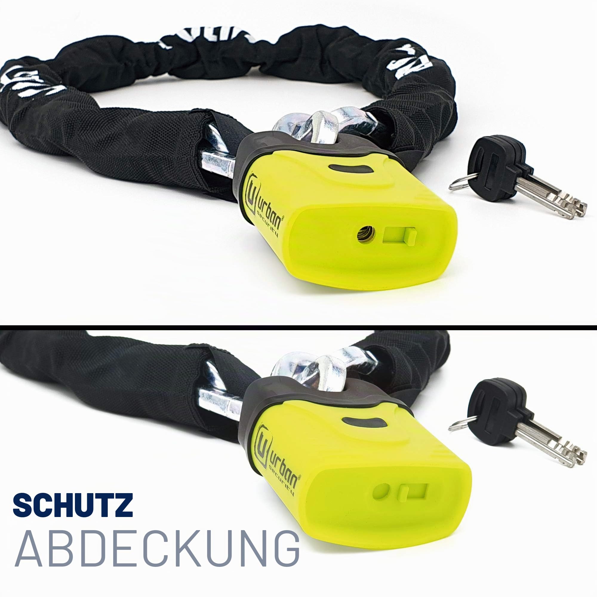 URBAN SECURITY U4K120 Kettenschloss Gehärtetem Stahl ø10, Sicherheitslevel 11, Motorradschloss Fahrradschloss 120cm