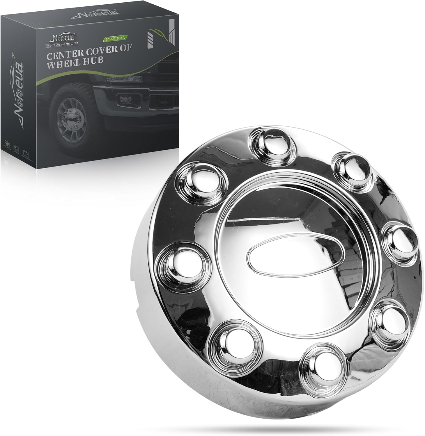 8 Lug Wheel Center Hub Cap Cover Compatible with Ford F-250 F-350 F-450 F-550 Super Duty 2004-2016 Front/Rear Silver