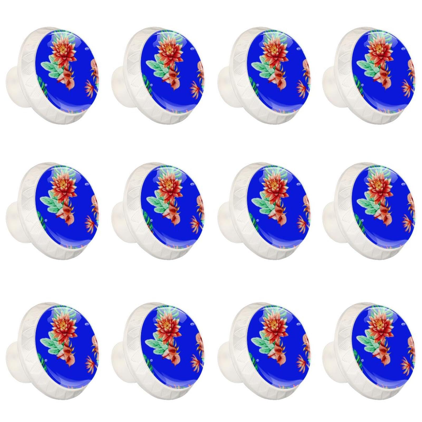 Boutons de tiroir ronds en verre cristal transparent lot poignée meuble fleur design