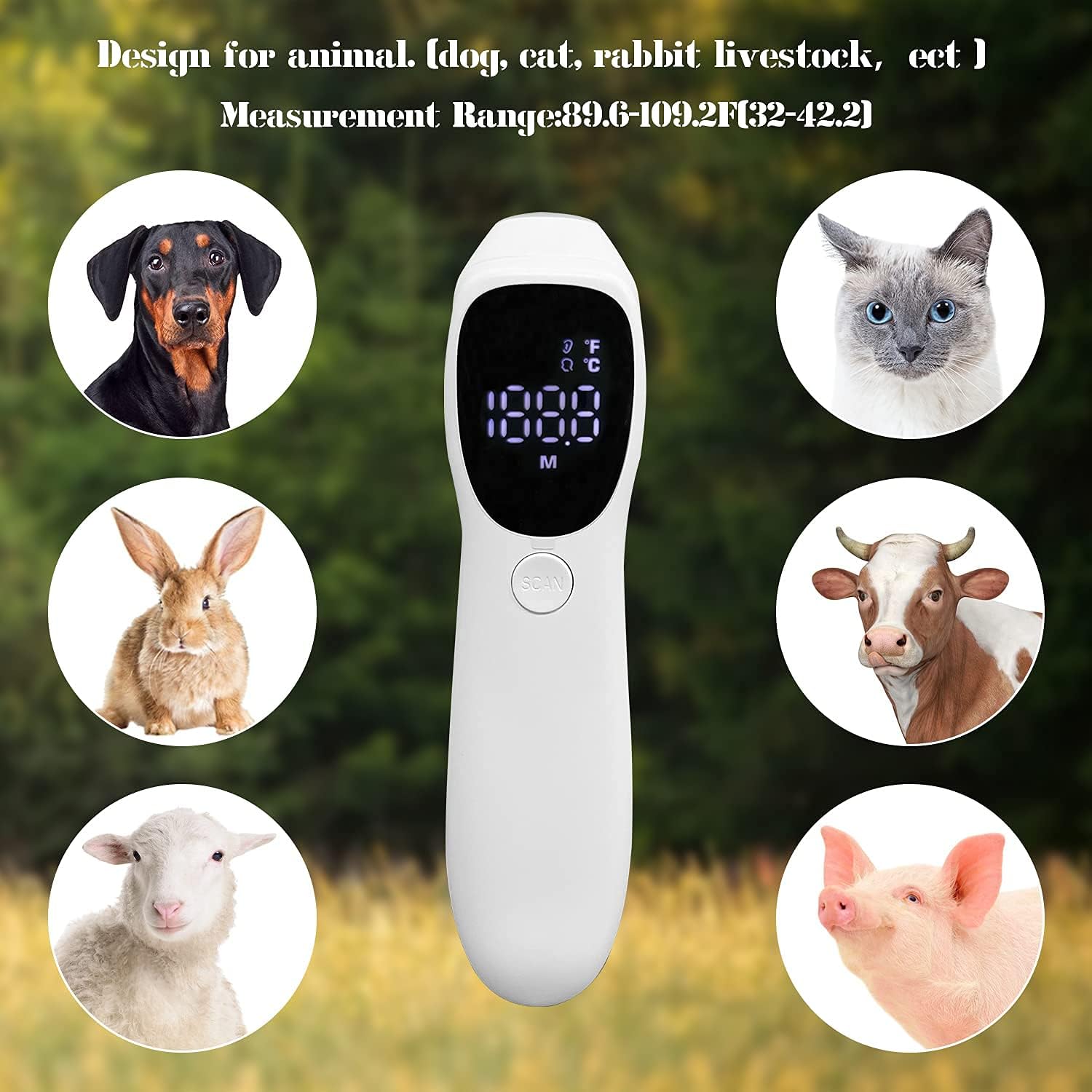Berührungsloses Haustier-Thermometer, Ohrthermometer für Hunde oder andere Tiere, bequem und schnell. Messen Sie die Temperatur Ihres Haustiers in 1 Sekunde
