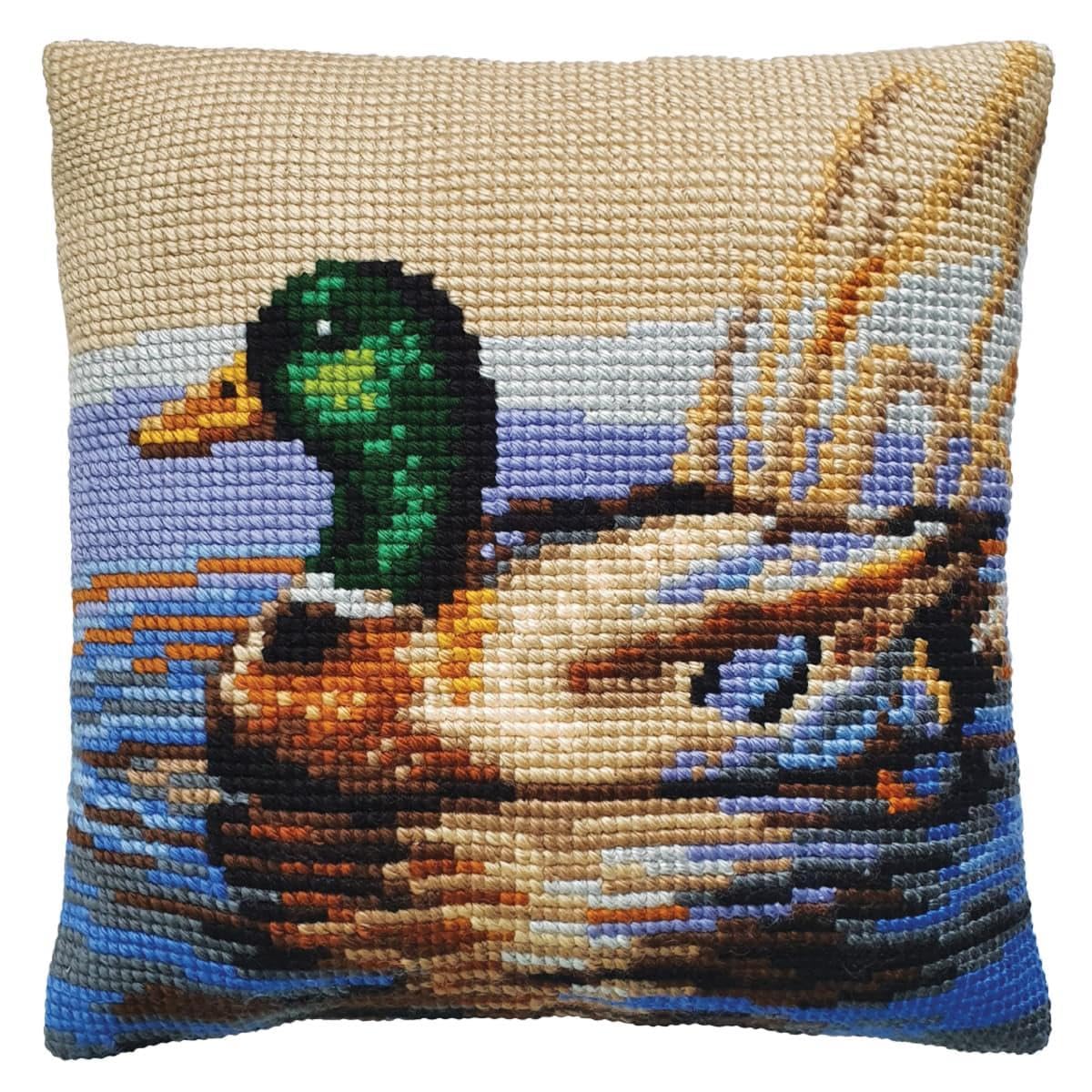 CDA stamped cross stitch kit cushion ""Drake"", 40x40cm, DIY