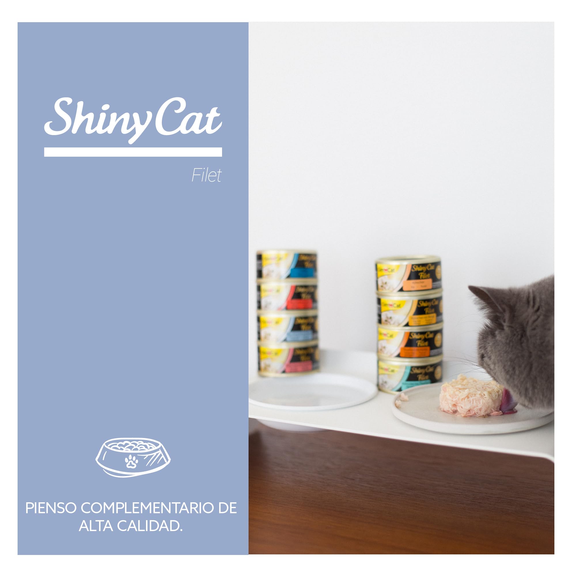GimCat ShinyCat Filet atún con anchoas - Comida para gatos con jugoso filete y sin azúcar añadido, para gatos adultos - 24 latas (24 x 70 g)