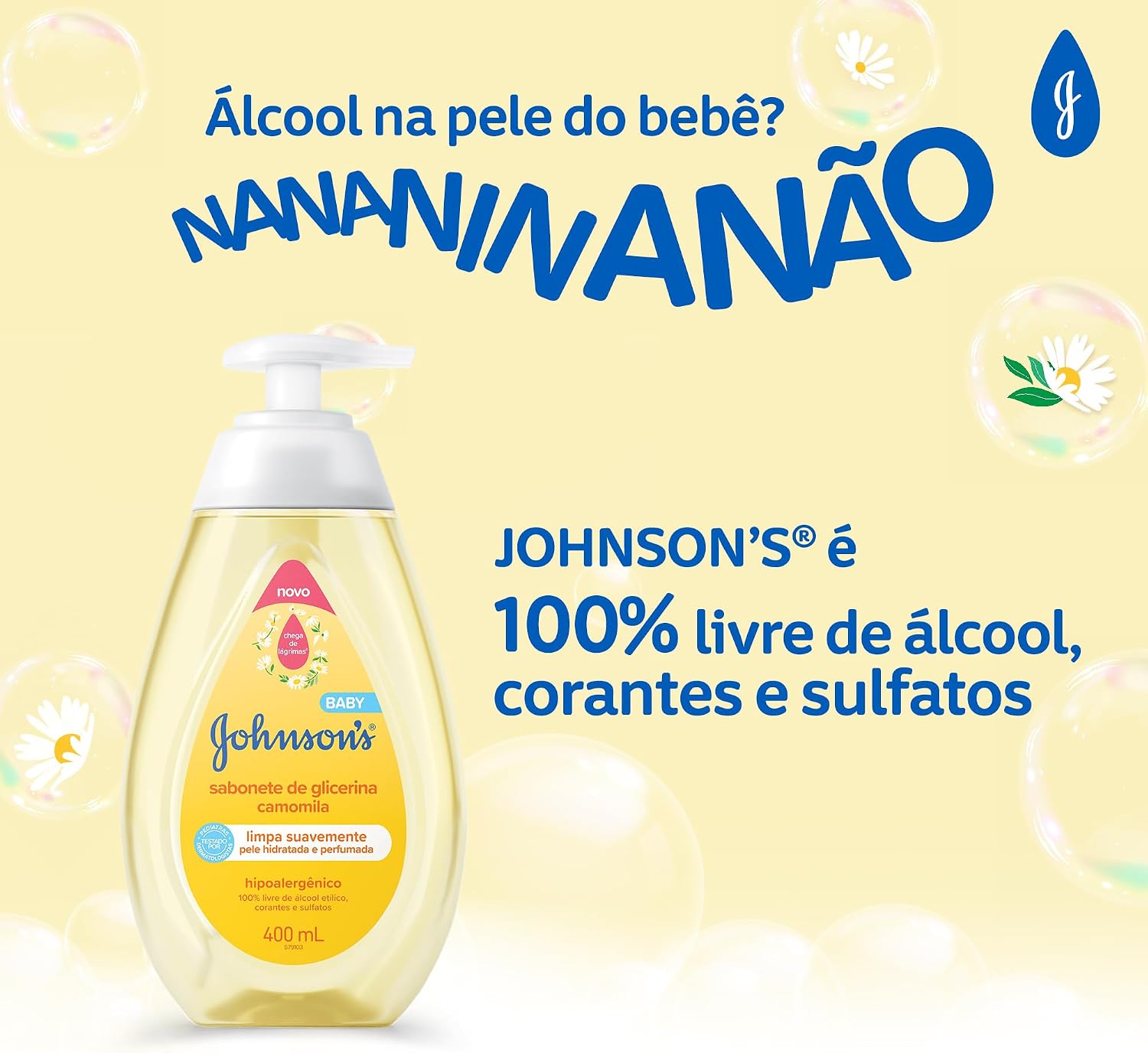 Sabonete Líquido Glicerina Camomila JOHNSON’S® Baby, 400mL