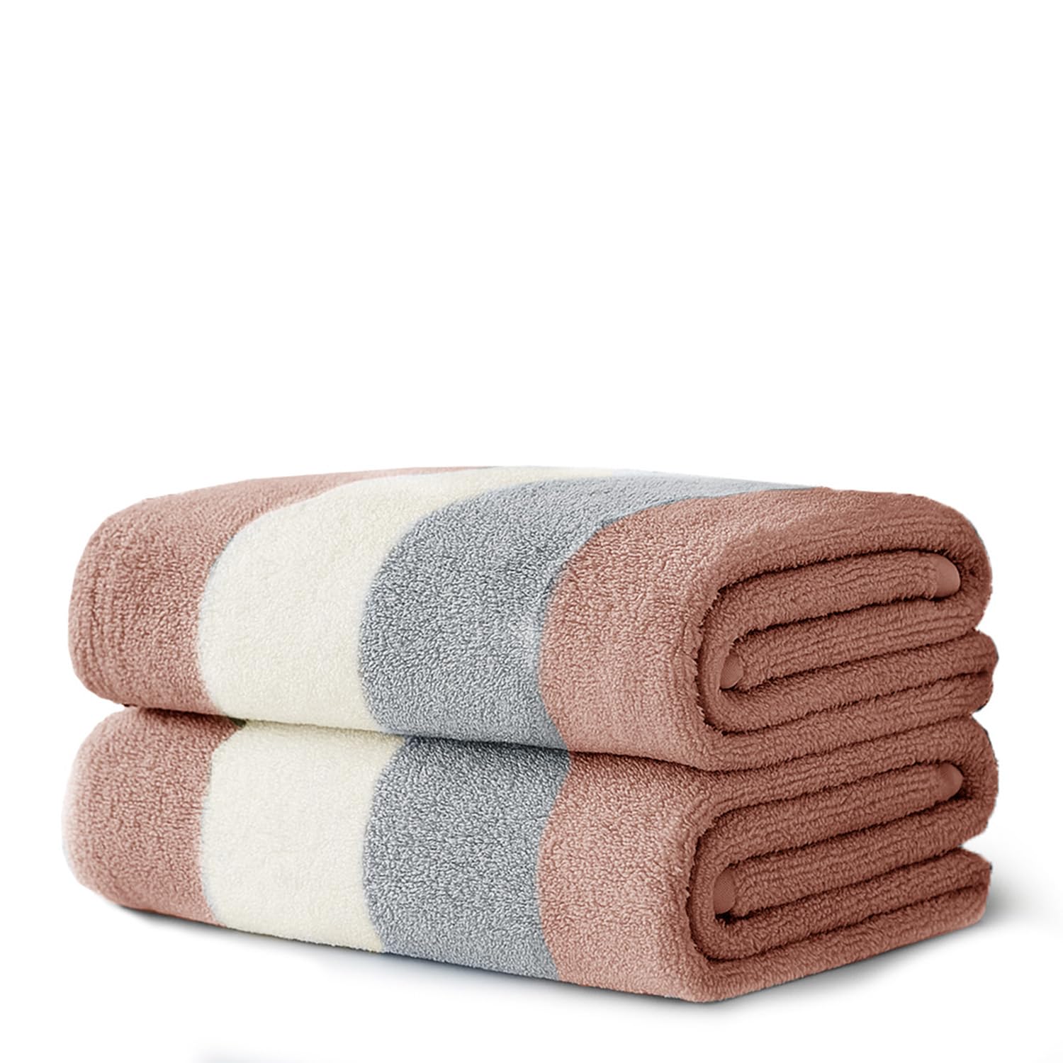 Velosso 2 Pack 100% Cotton Striped Multi Supreme Cotton Towels Hand Bath or Sheet, Quick-Dry, Soft Absorbent, Striped Design Hotel Spa, Fade Resistant Towels (Terracotta Rust, Sheet)