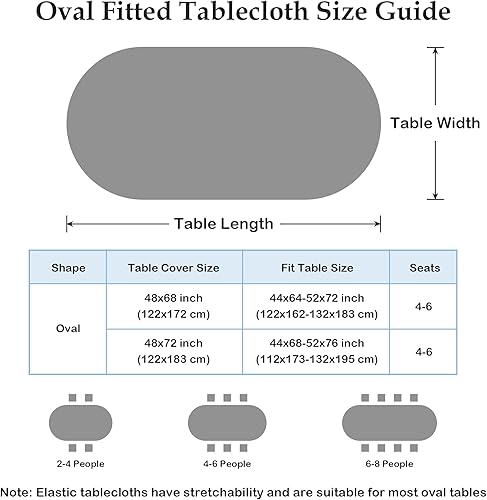 Miniatura 6 de Wolkemer Mantel ovalado ajustable de spandex elástico marrón, cubierta para mesa de cóctel con borde elástico, tapa superior para comedor, boda,
