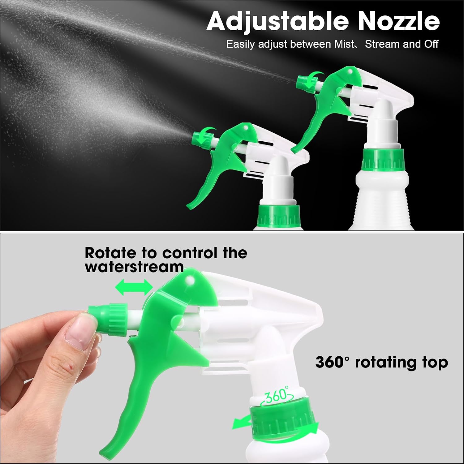 Gerrii 24 Pcs 24oz Plastic Spray Bottle Bulk, Empty Refillable Squirt Bottles for Cleaning Solution, Leak Proof Water Spray Bottle with Adjustable Nozzle and Stickers Commercial Supplies(Mix Color)