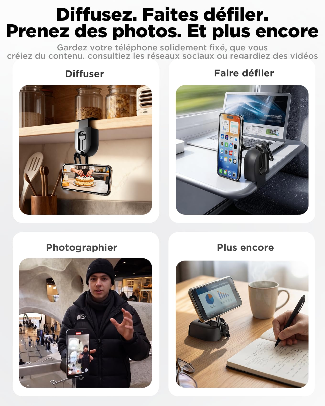 iOttie Treker Support de téléphone Portable magnétique de Poche, Support de Voyage Pliable pour visionnage Mains Libres et création de Contenu