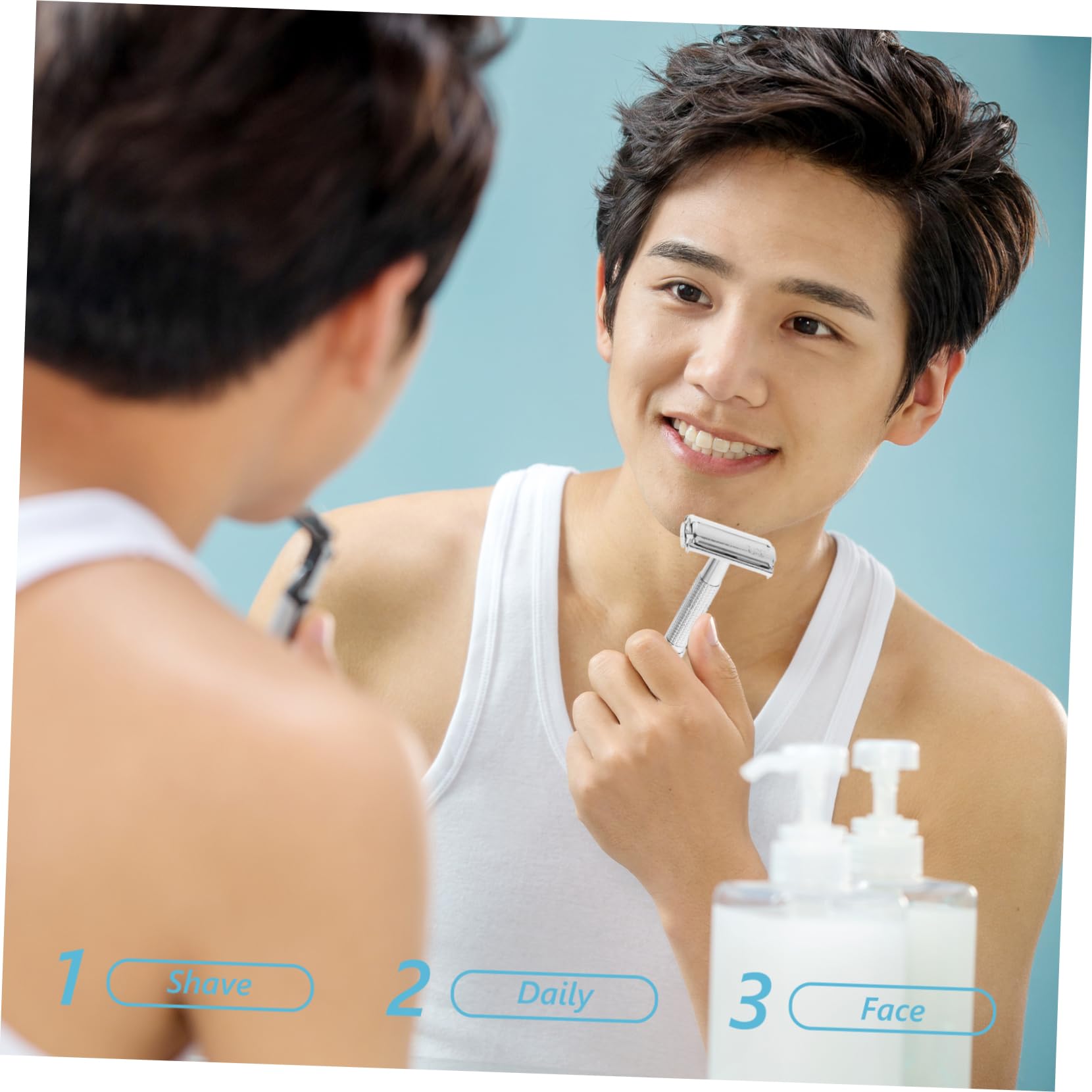 Beavorty Men's Beard Shaver Razor Replacement Blade Safety Razor Comfort Grip for Wet Shave