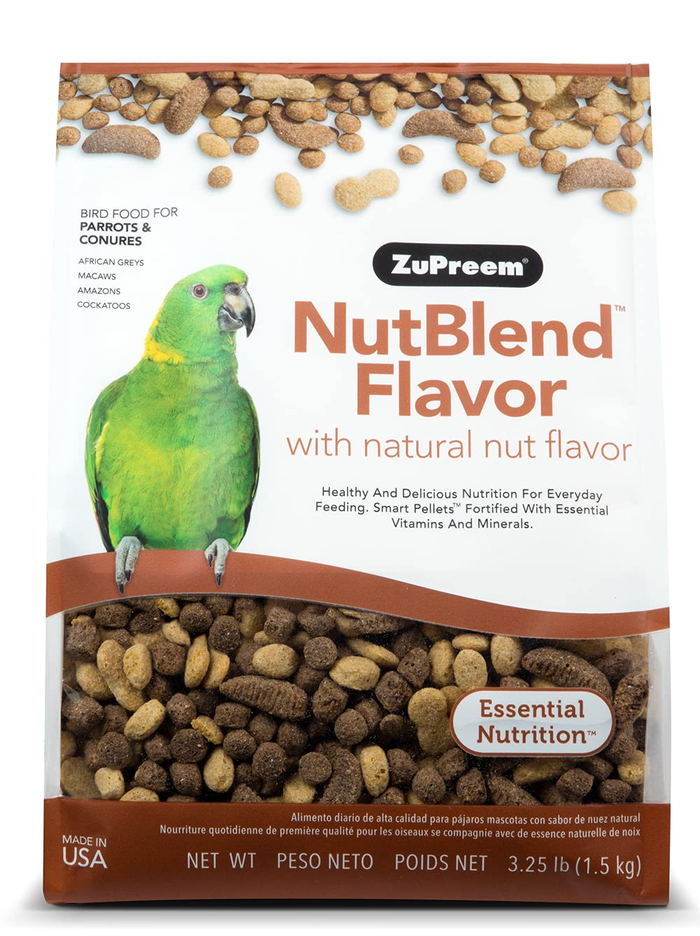 ZuPreem Nut Blend ML Size for Medium and Large Parrott/Parrot/Conure 3.3 lbs (1.5 kg)