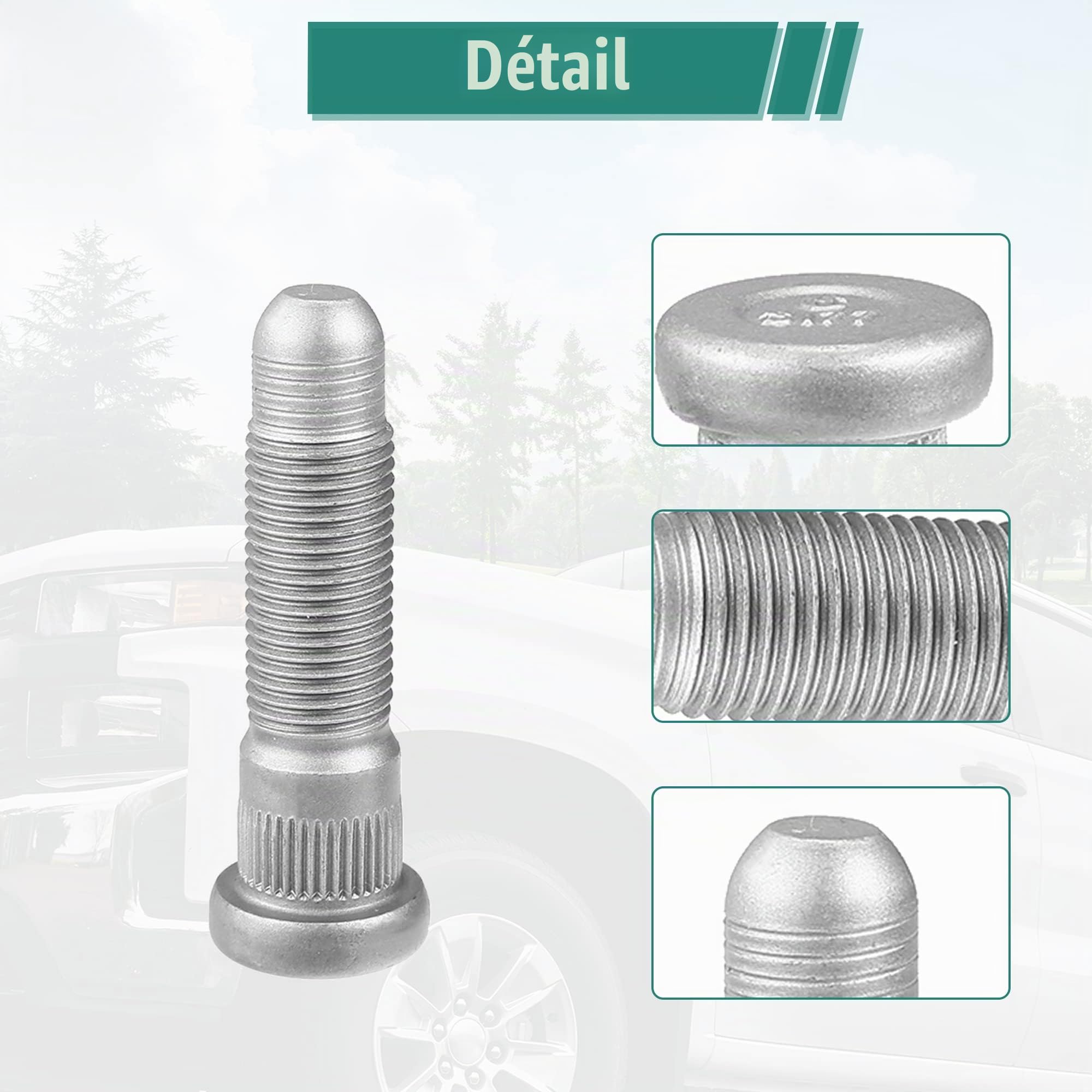 X AUTOHAUX 6 Goujons De Roue Dentelés pour Chevrolet Silverado 3500HD 07-10 | Couleur: Argent, Matière: Métal, Taille: 65x21mm, OE: 610-428, Longs Et Dentelés, Pour Cadillac Escalade 2000-2020