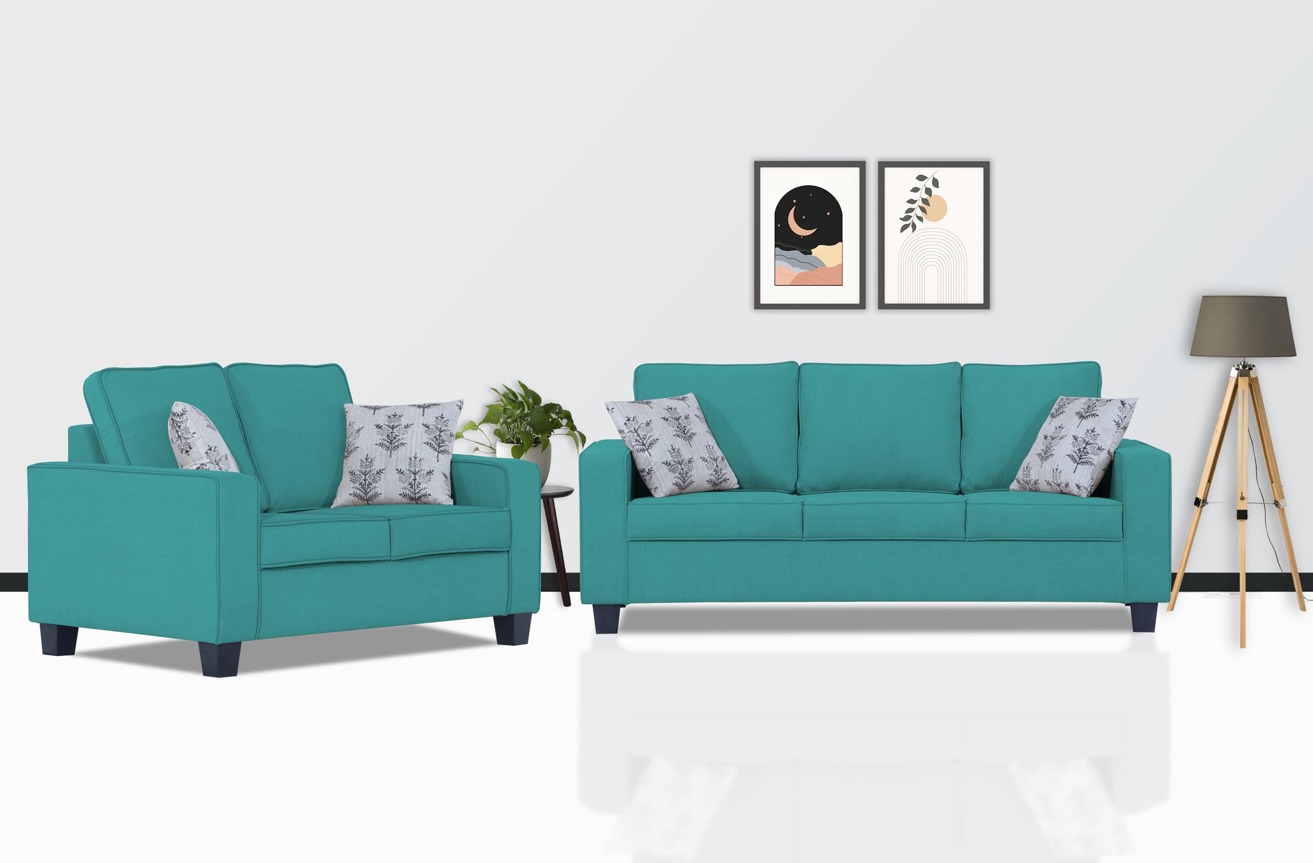 Adorn India Camden 3+2 5 Seater Sofa Set (Aqua Blue) (3 Year Warranty)-image-18