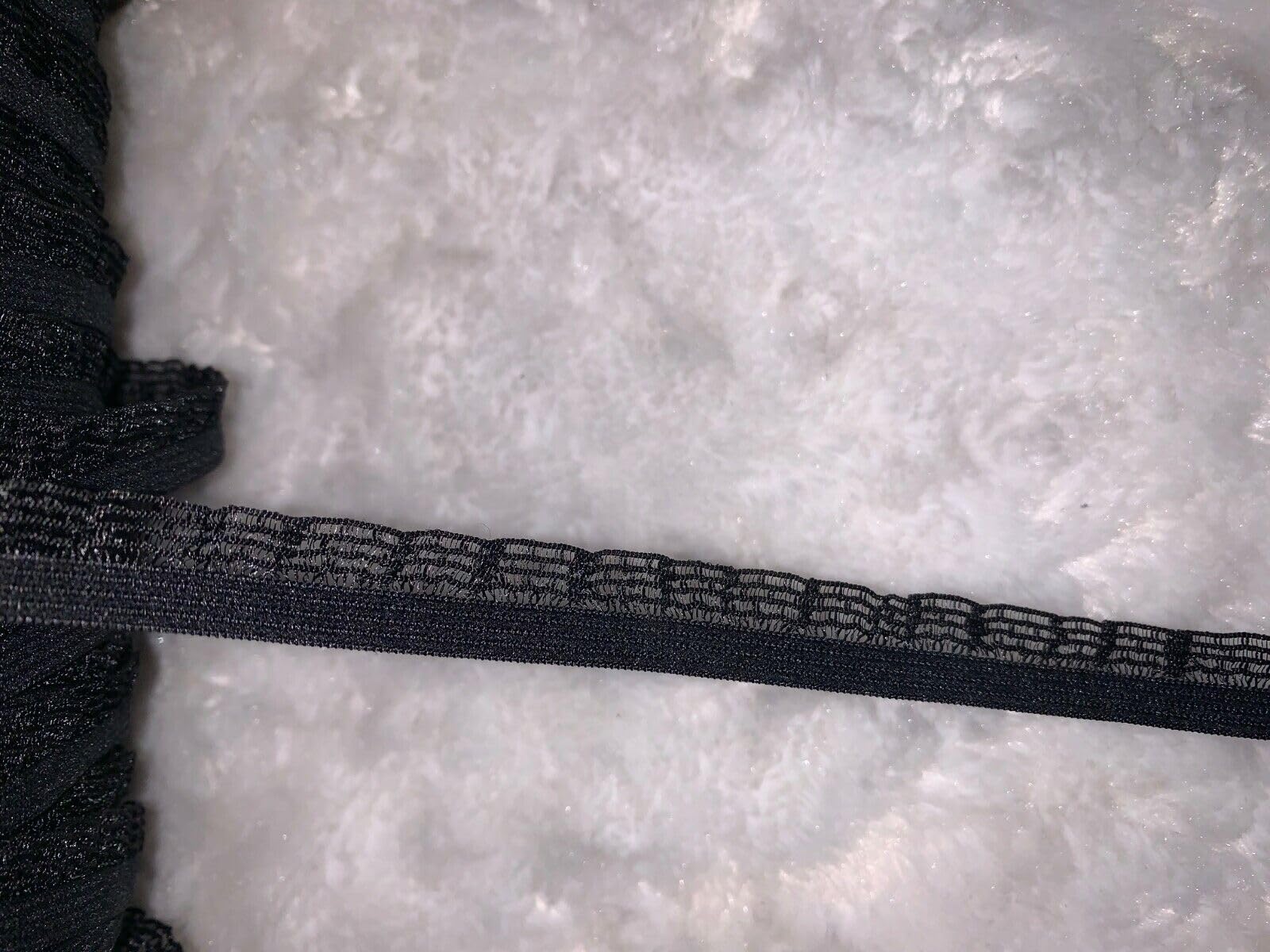 10 Yards Black Sheer Mesh Ruffle Sewing Stretch Elastic Doll Trim 1/2