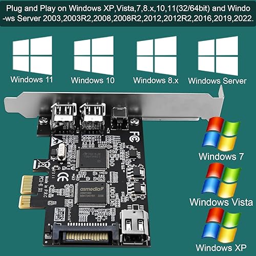 Miniatura 4 de Tarjeta PCIE 1394A Firewire 400 de 4 puertos para Windows OS y PC MAC OS, TI TSB43AB23, 3 x 6 pines y 1 interfaz 1394A de 4 pines, con cables de 4