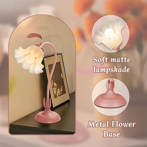 Miniatura 4 de Lámpara de mesa de flores, lámpara de noche y lámpara de mesita de noche para dormitorio, lámpara de lectura LED con 3 modos de color, lámpara de