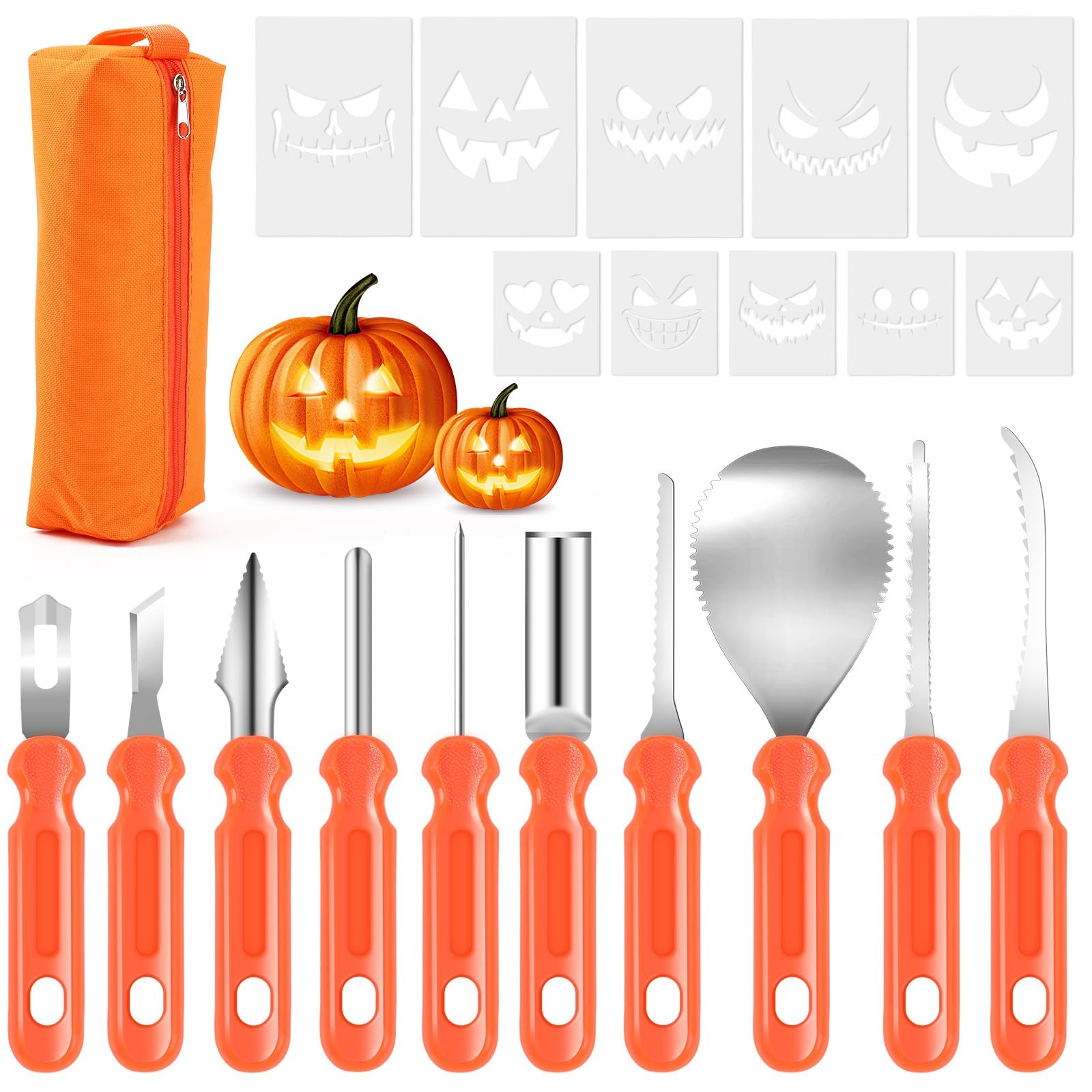 AUGSUN Kit de Sculpture de citrouilles d'halloween 21 pièces