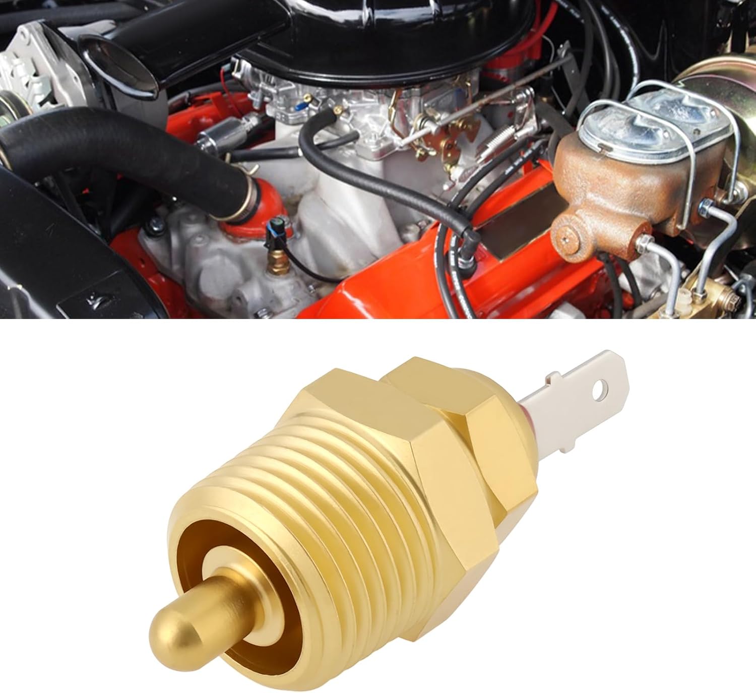 3/8 inch NPT Fan Thermostat Temperature Switch 185 to 200 Degree for 265 283 305 307 327 Engines
