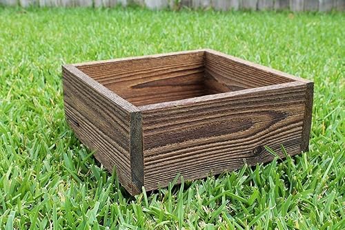 Square Rustic Farm Planter Box 8"W, 10"W and 12"W (3.25" - 3.75"T - Short Version)