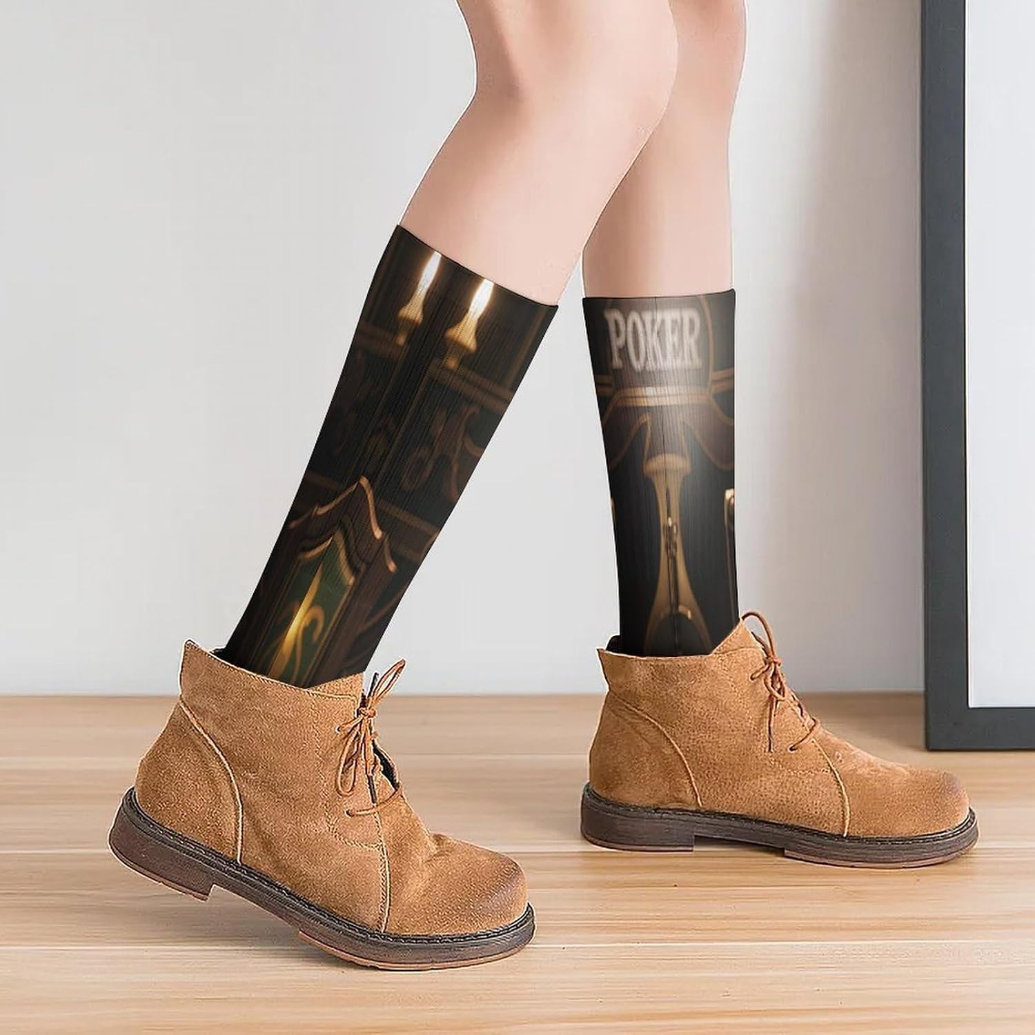 Poker Tournament Crew Socks Casual Breathable Calf Socks | Cushion Running Athletic Socks Long Performance Breathable Sports Socks for Women Men