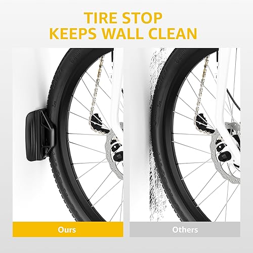 Miniatura 7 de monTEK Soporte giratorio de pared para bicicleta, colgadores para bicicleta para garaje, soporte vertical para bicicletas que ahorra espacio