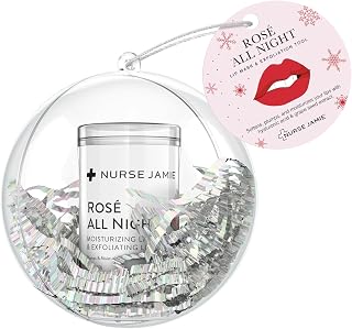 Nurse Jamie Rosé All Night Lip Mask & Exfoliating Tool – Holiday - Hydrating Overnight Treatment for Softer, Smoother Lips