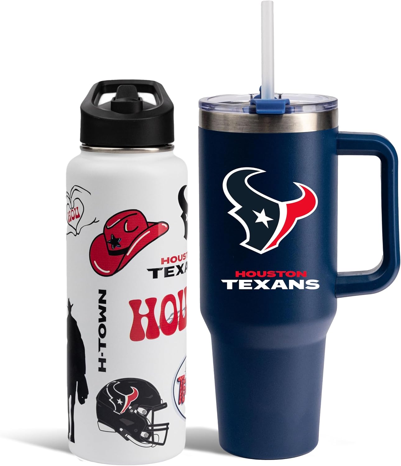 The Memory Company Officially Licensed NFL 2-Pack Stainless Steel Tumbler Set, 34oz Team Spirit Water Bottle & 40oz Game Day Tumbler with Lid and Straw, BPA-Free Materials, Convenient Straw Design