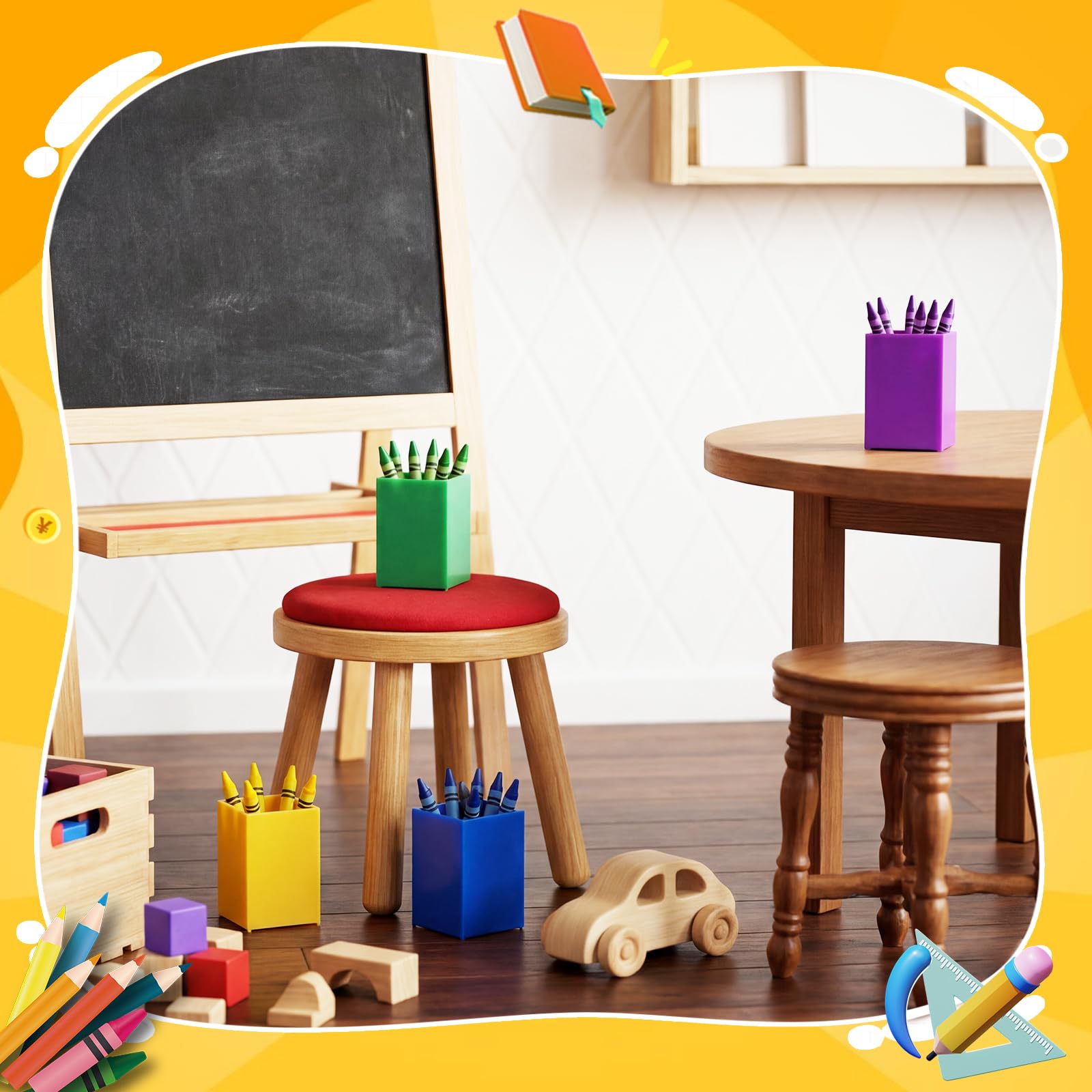 Sherr Lot de 24 porte-crayons en acrylique aux couleurs de l'arc-en-ciel - Organisateur de fournitures artisanales pour la rentrée scolaire - Boîte de rangement pour salle de classe (vif)